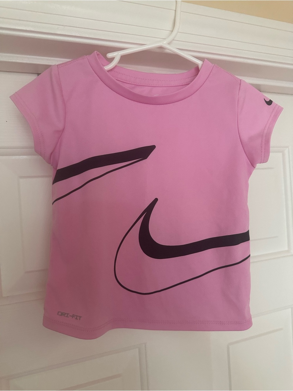 Nike Pink Short-Sleeve Dri-FIT Tee with Black Swoosh